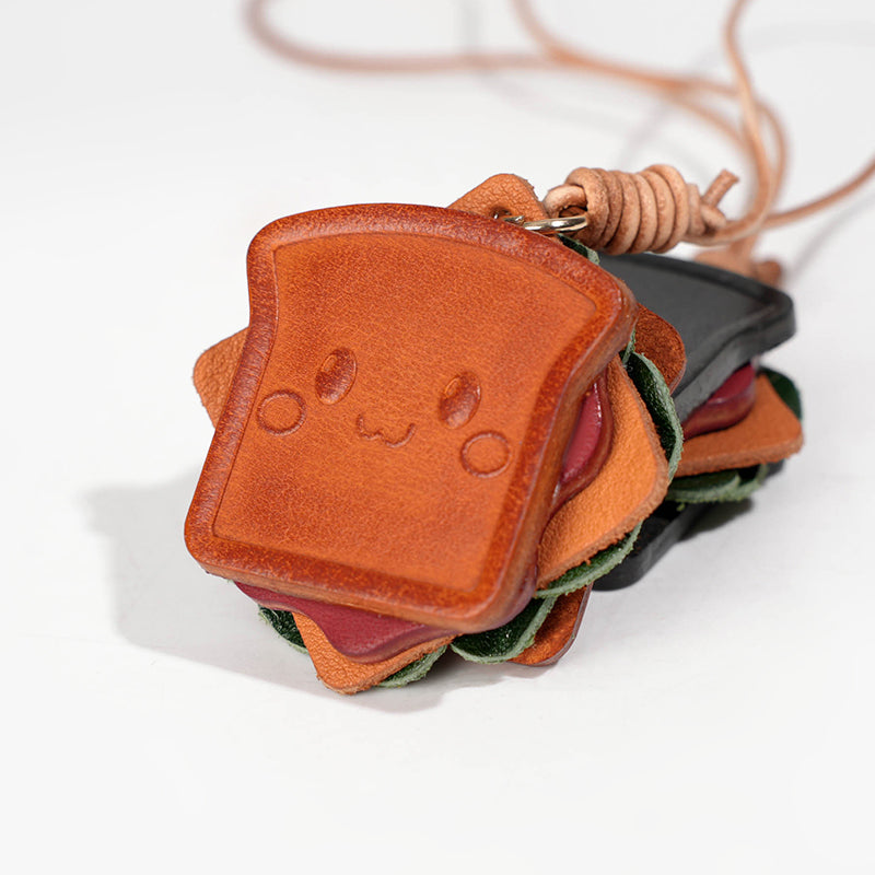 Leather sandwich bag charm/car charm