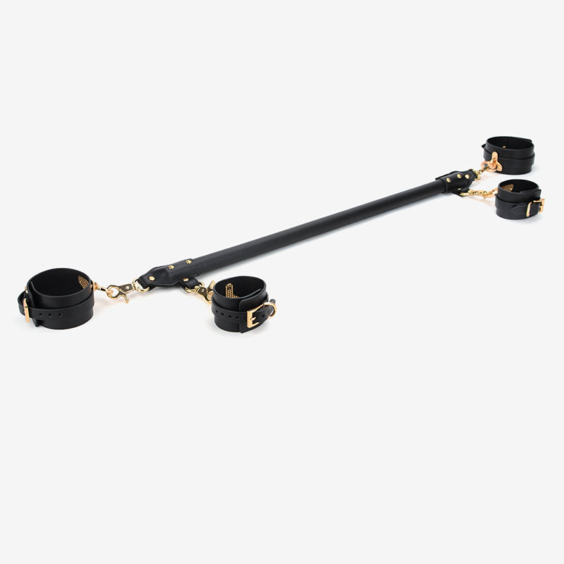8 pcs Leather spreader bar with collar, handcuffs, ankle cuffs and carabineer set