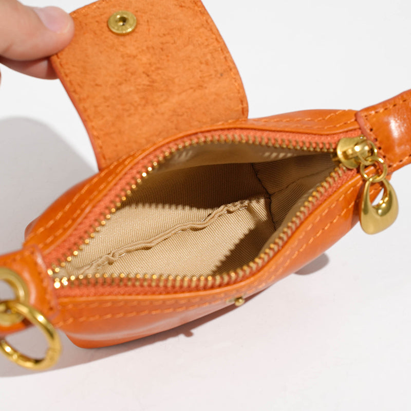 Leather mini dumpling coin purse
