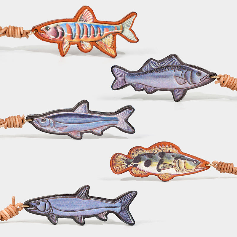 Leather colorful little fish bag charm/car charm