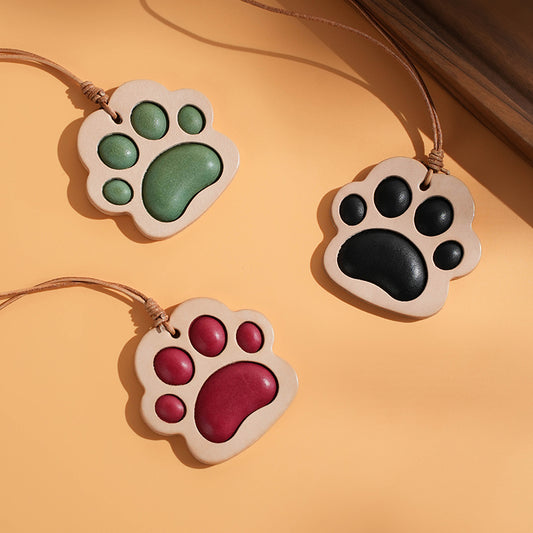 Leather cat paw bag charm