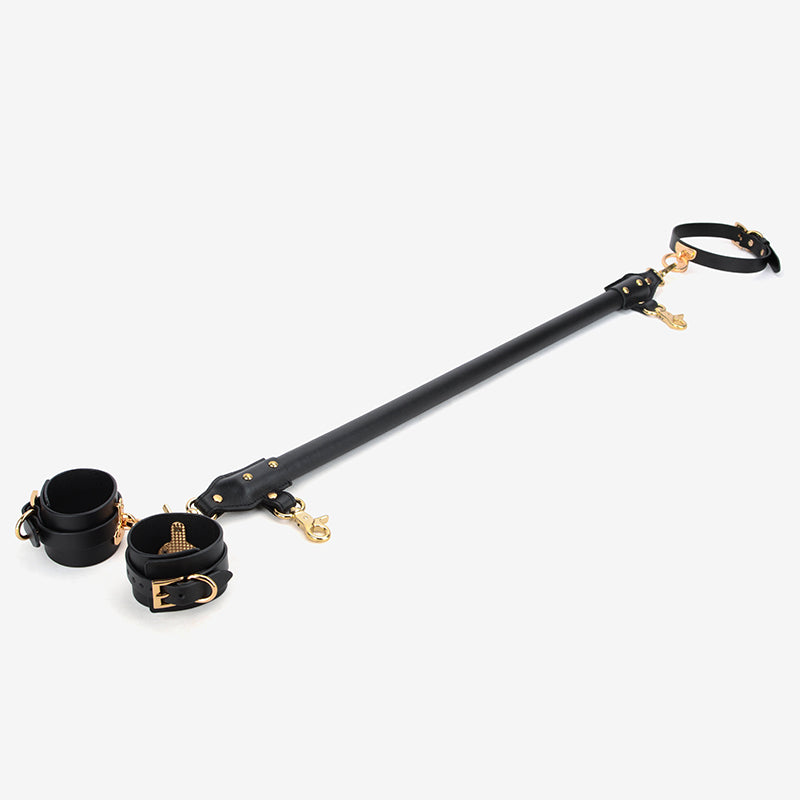 8 pcs Leather spreader bar with collar, handcuffs, ankle cuffs and carabineer set