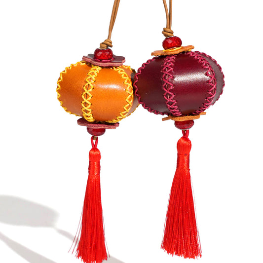 Leather lantern bag charm/car charm