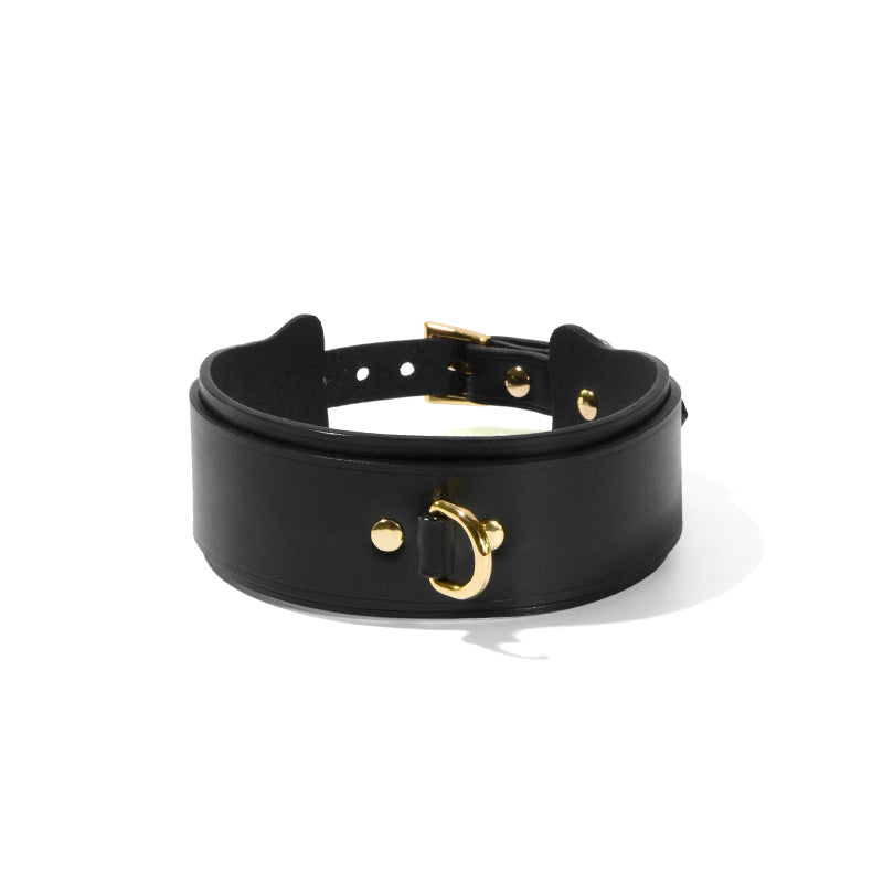 Minimalist Black Collar Handcuffs Leather Set