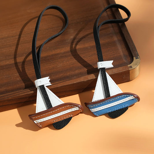 Leather Small Sailboat Bag Charm