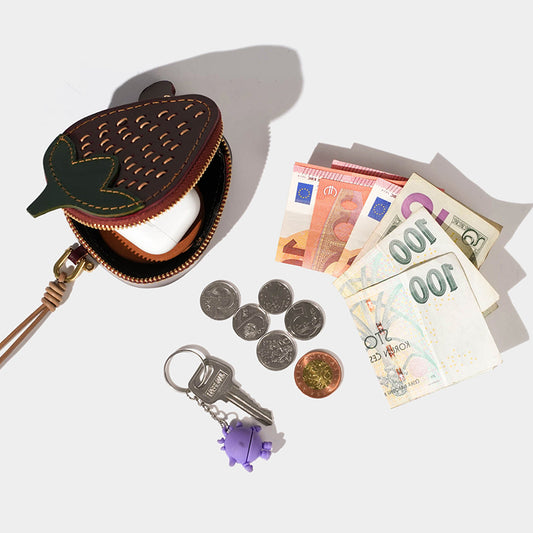 Leather Strawberry Coin Purse