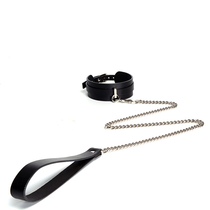 Minimalist O-ring Collar Handcuffs Leather Set