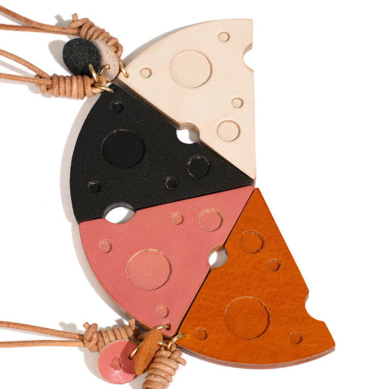 Leather cheese bag charm/car charm
