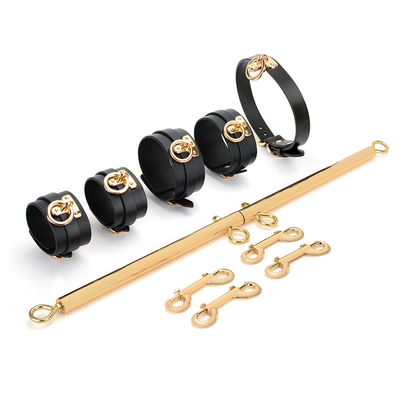10 pcs Stainless steel metal spreader bar adjustable with collar, handcuffs, ankle cuffs and 4 carabiners set