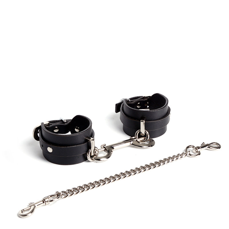 Minimalist O-ring Collar Handcuffs Leather Set