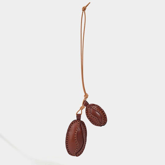 Leather cocoa bean bag charm/car charm