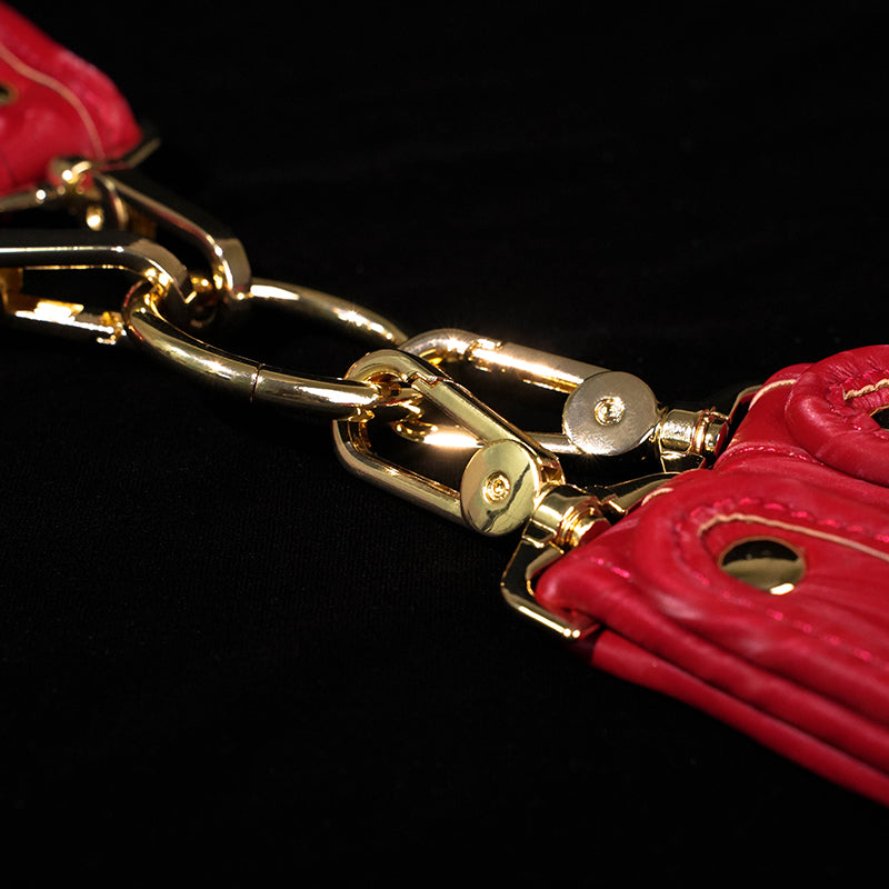 17 Pieces Red Textured PU Set with Waist Cuffs, Thigh Cuffs, Hand Cuffs, Foot Cuffs, Collar and Leash, Padd