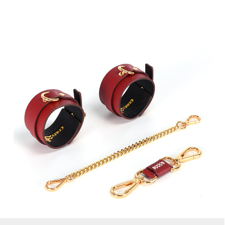 Dog Paw D-ring Collar Handcuffs Leather Set