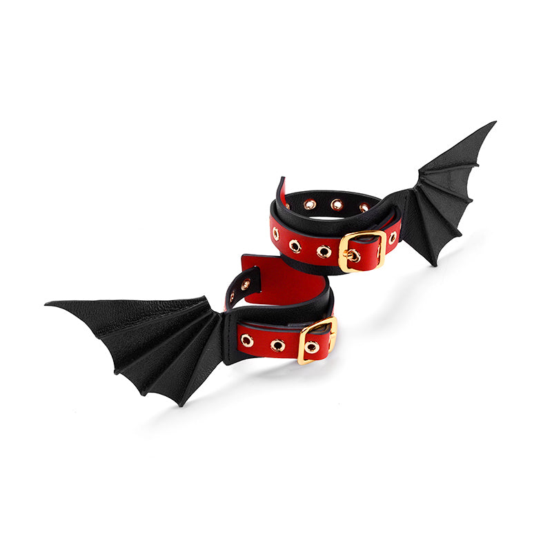 Devil Wings Collar Handcuffs Leather Set