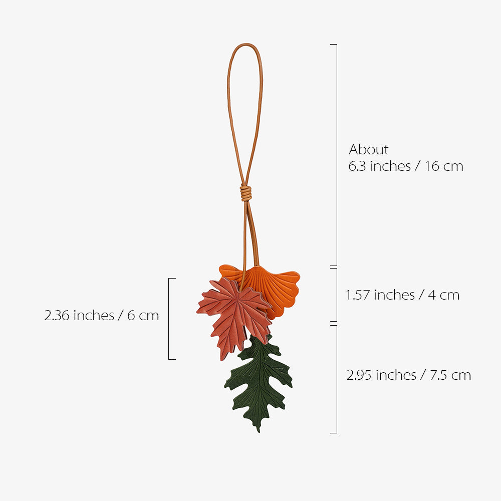 Leather maple leaf bag charm/car charm