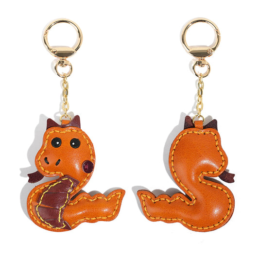 Leather snake-shaped keychain/bag charm