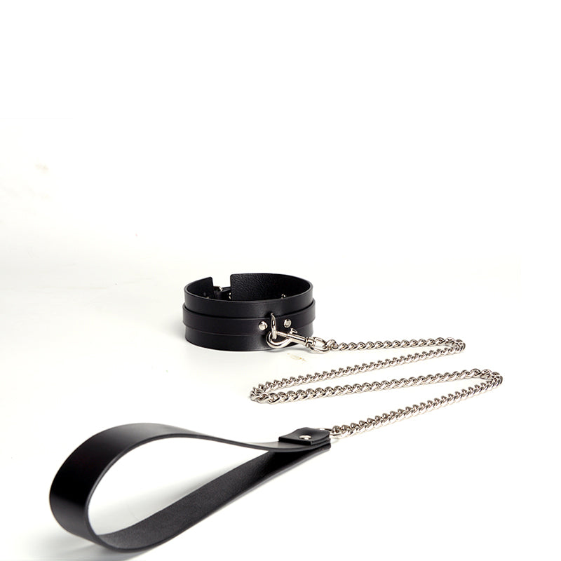 D-ring Collar Handcuffs Leather Set
