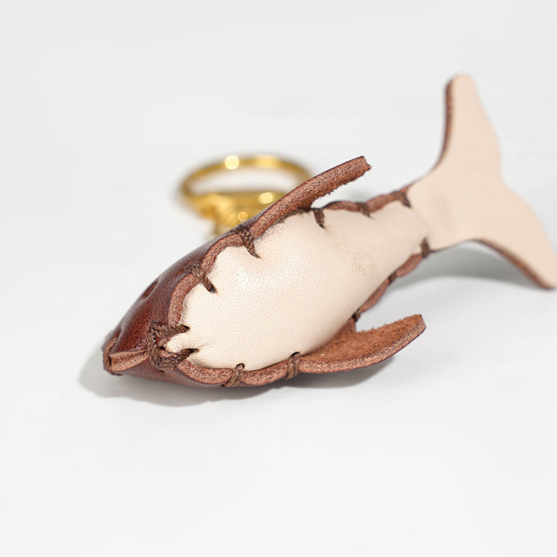 Leather Whale keychain/bag charm