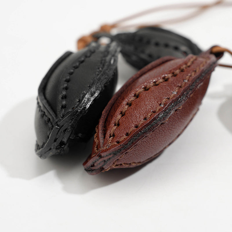 Leather cocoa bean bag charm/car charm