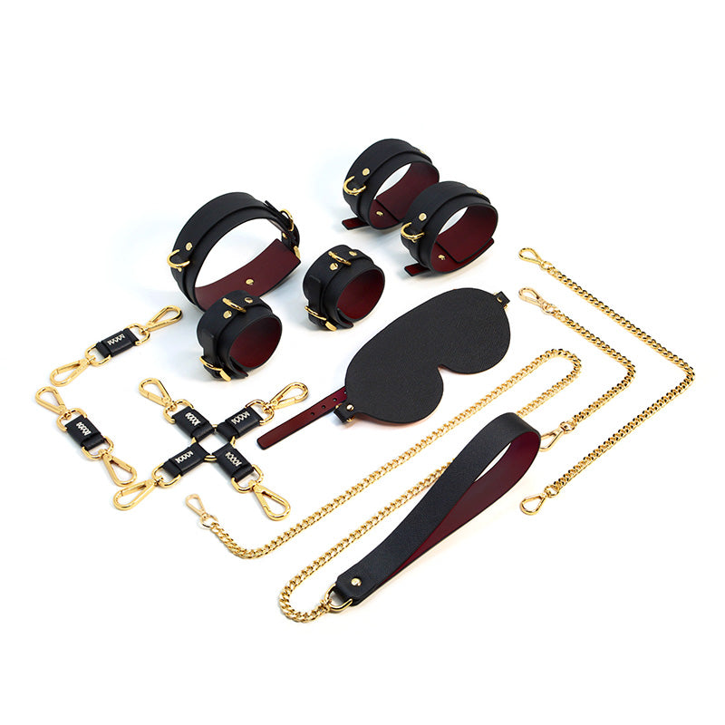 Minimalist D-ring Collar Handcuffs Leather Set