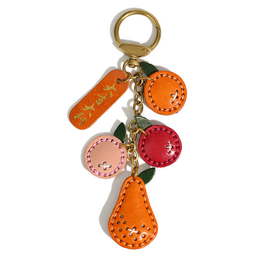 Leather a string of fruit keychain/bag charm