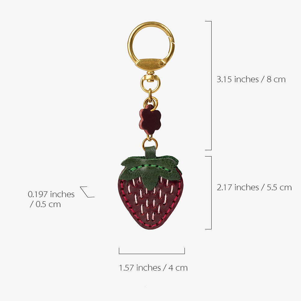 Leather strawberry keychain/bag charm