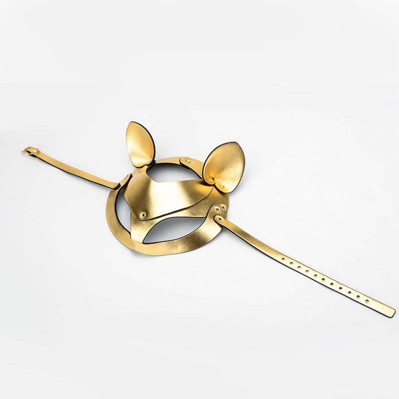 K9 Gold&Silver Collar Handcuffs Leather Set