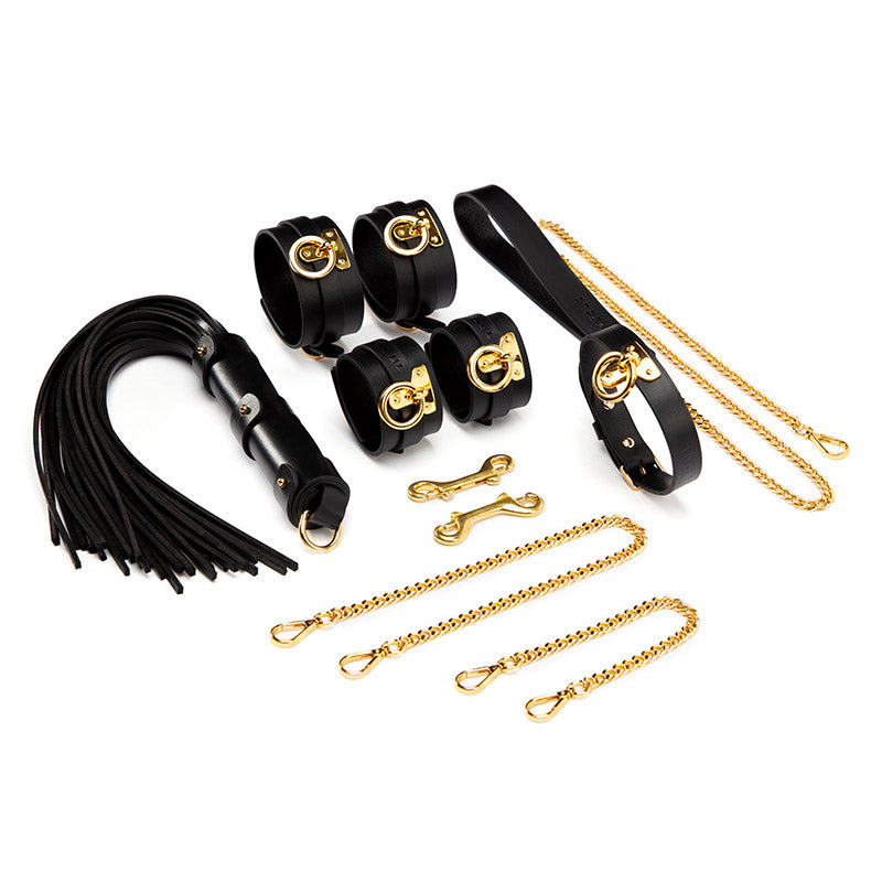 11 pcs Classic O-Ring Choker Handcuffs Leather Set