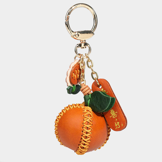 Leather mini apple keychain/bag charm