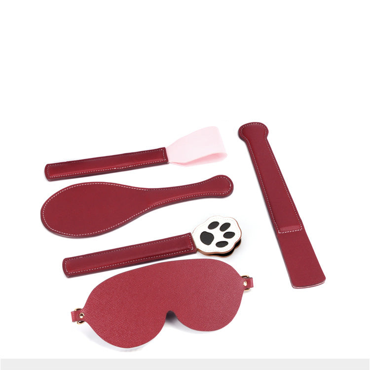 Dog Paw D-ring Collar Handcuffs Leather Set