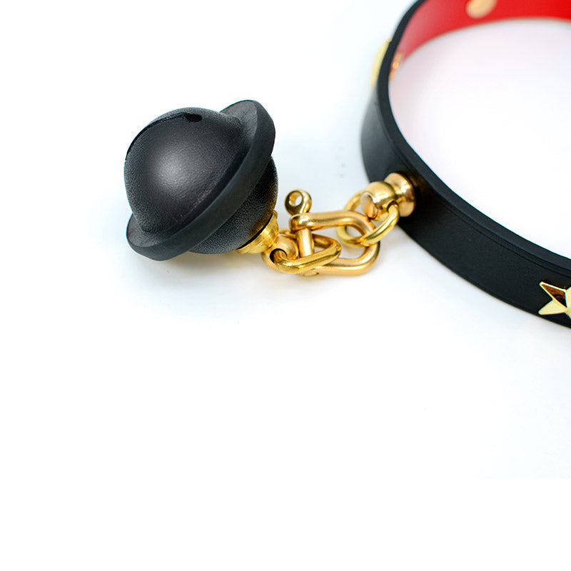 Black&Red Star Collar Handcuffs Leather Set