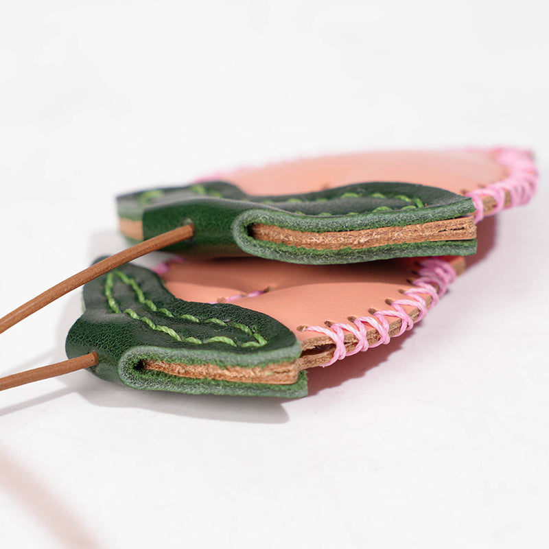 Leather peach bag charm/car charm