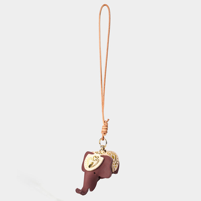 Leather elephant bag charm/car charm