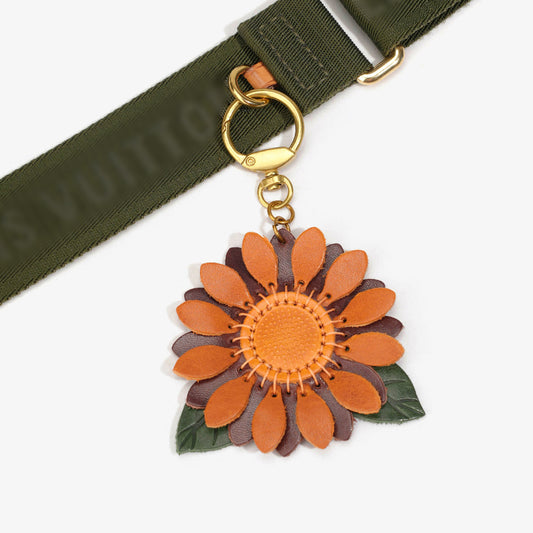 Leather sunflower keychain/bag charm