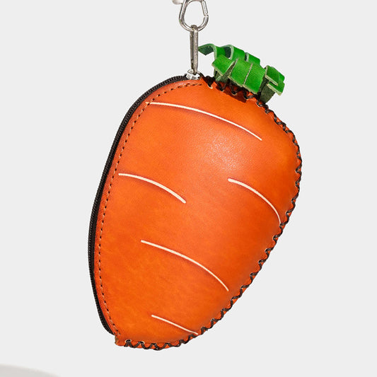 Leather carrot coin purse