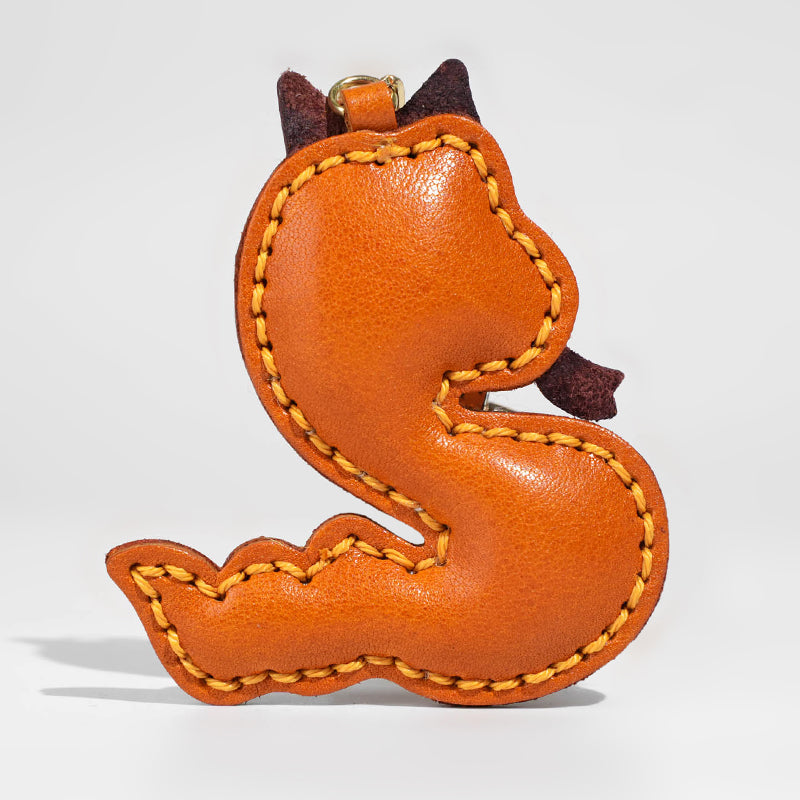 Leather snake-shaped keychain/bag charm