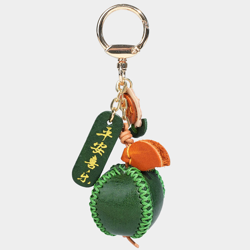 Leather mini apple keychain/bag charm