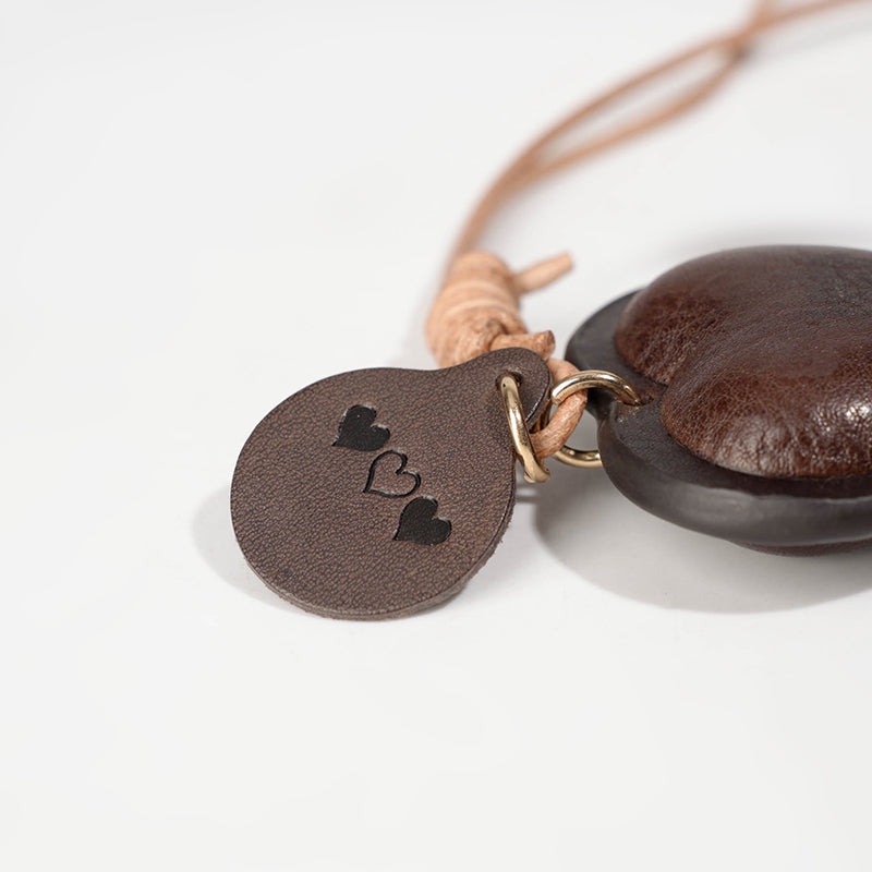 Leather heart bag charm/car charm