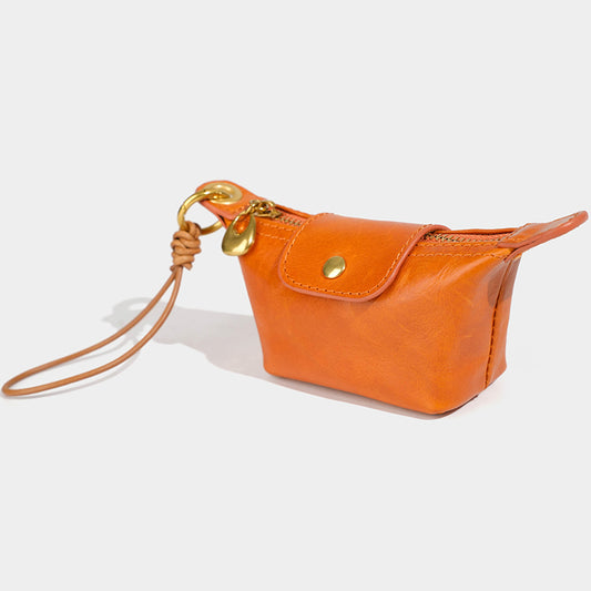 Leather mini dumpling coin purse