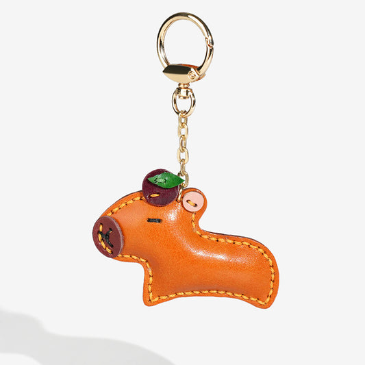 Leather capybara keychain/ bag charm