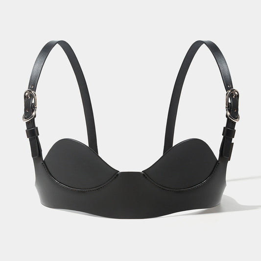 Minimalist Leather Balcony Bra