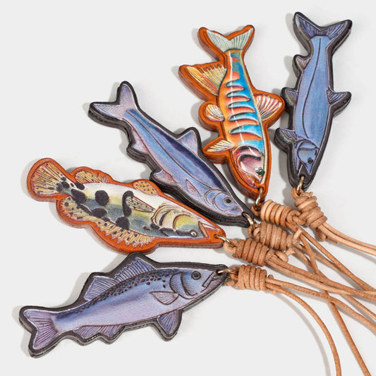 Leather colorful little fish bag charm/car charm