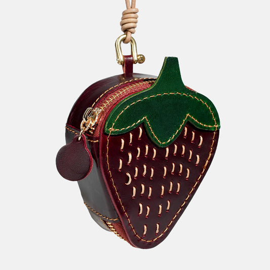 Leather Strawberry Coin Purse