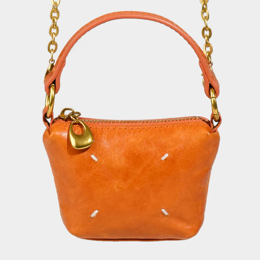 Leather mini zippered bag/coin purse