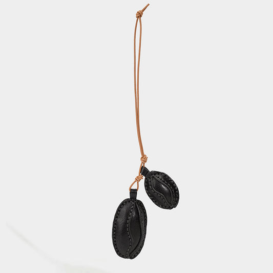 Leather cocoa bean bag charm/car charm