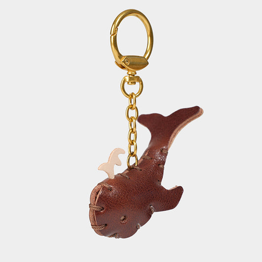 Leather Whale keychain/bag charm