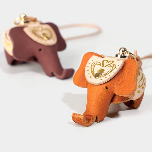 Leather elephant bag charm/car charm