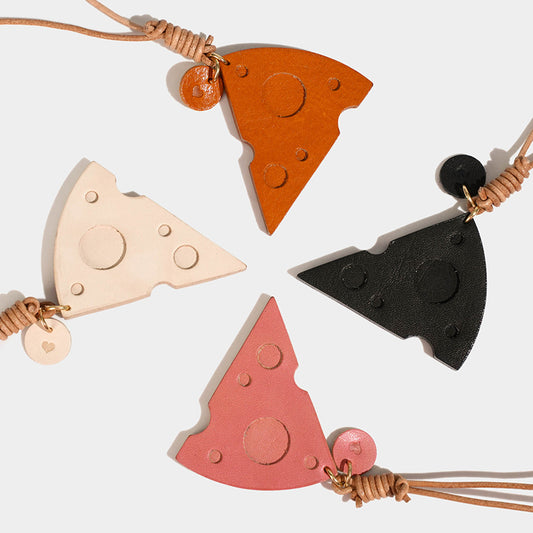 Leather cheese bag charm/car charm