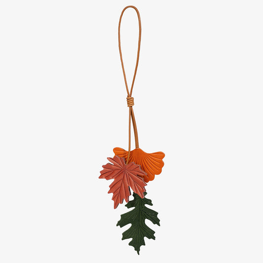 Leather maple leaf bag charm/car charm