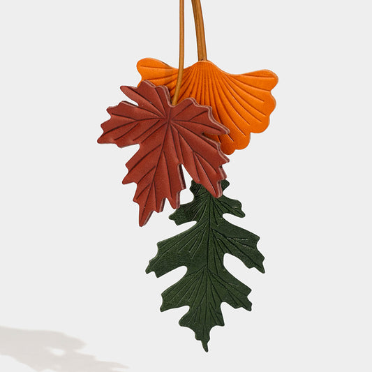 Leather maple leaf bag charm/car charm